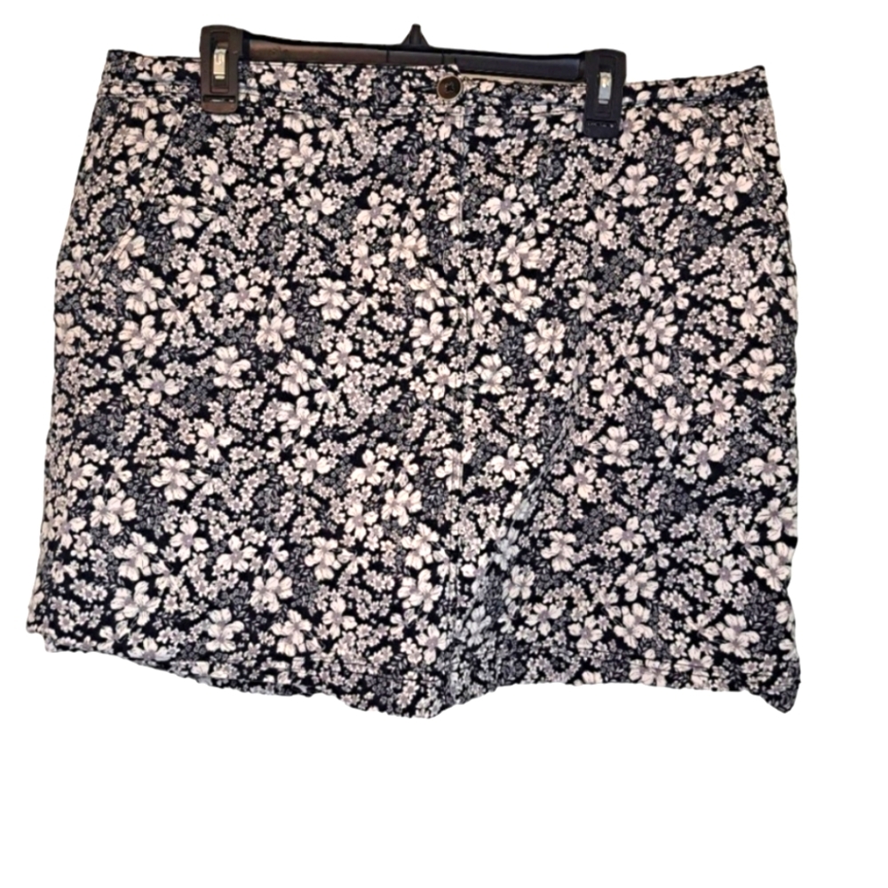 Karen Scott Neutral Floral Midi Skort Shorts Skirt Plus Size 16